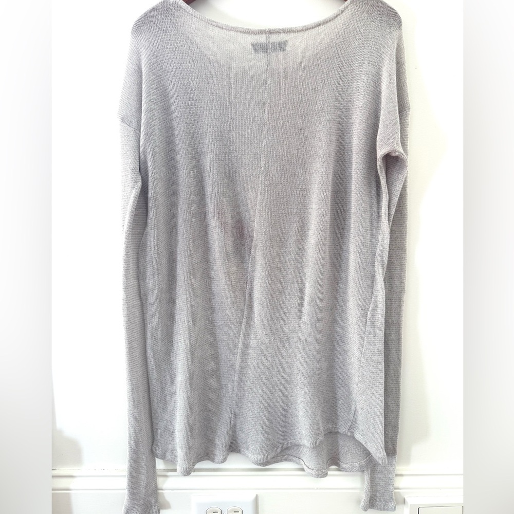 Abercrombie & Fitch Women Top Shirt Heather Gray Artistic Long Sleeve Tee Size L - Picture 6 of 16